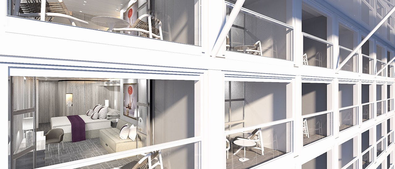 Panoramavenster of je eigen privébalkon - de meeste balkonhutten hebben een 'infinity-veranda'