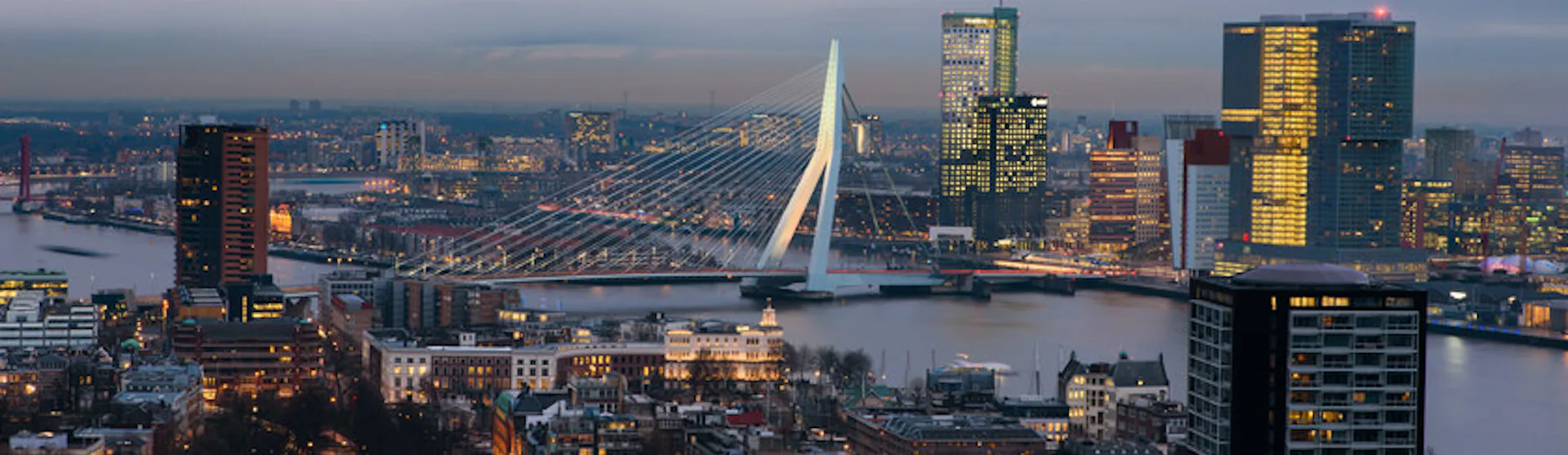 De Erasmusbrug bij de cruisehaven van Rotterdam