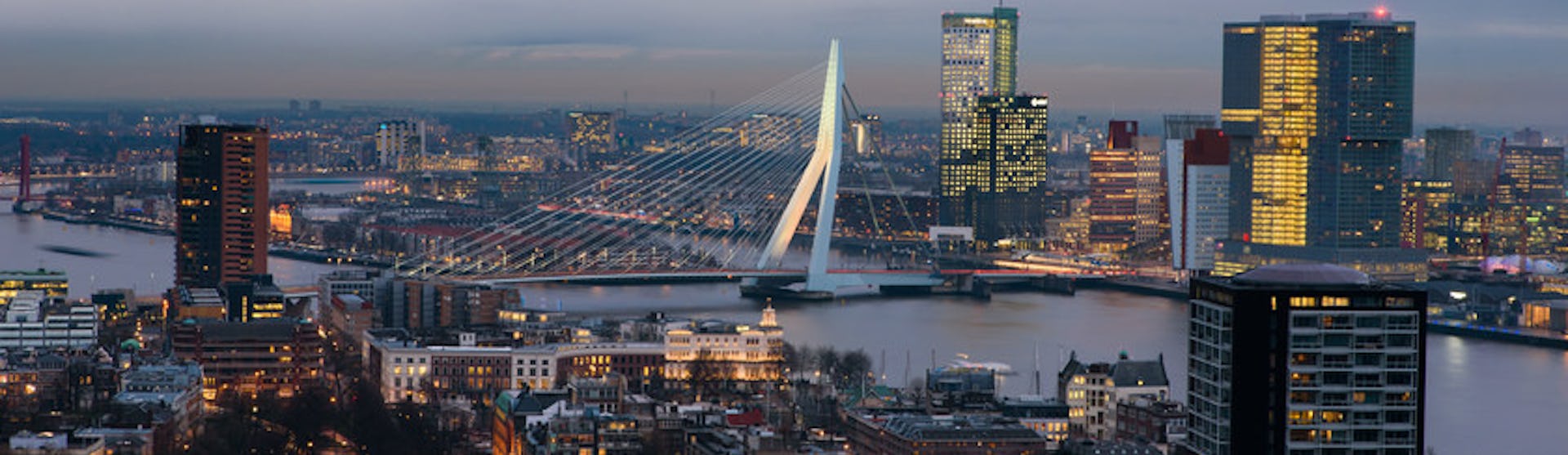 De Erasmusbrug bij de cruisehaven van Rotterdam