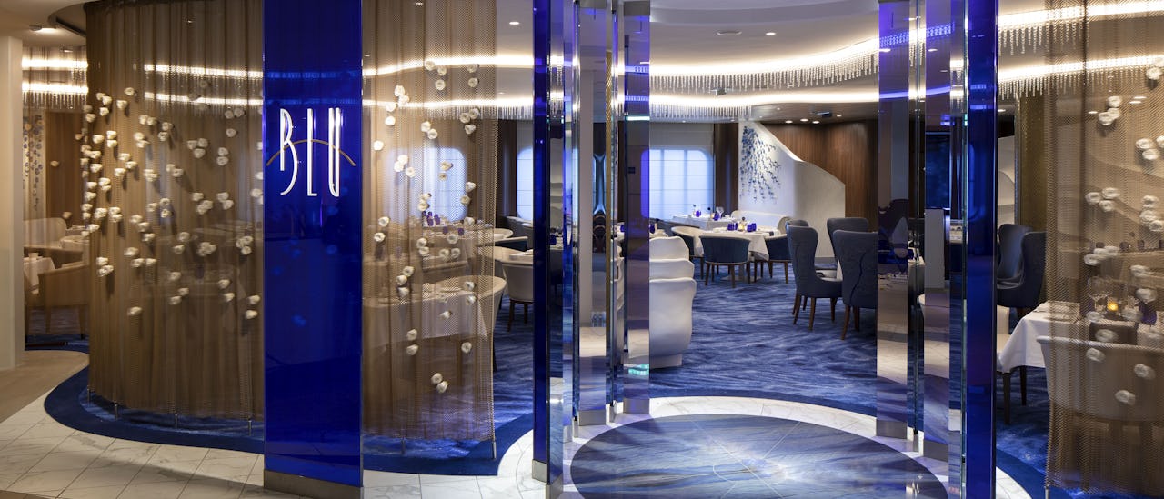 Restaurant Blu is exclusief voor gasten van de Aquaclass-passagiershut. Restaurant Blu serveert gezonde gastronomische gerechten.